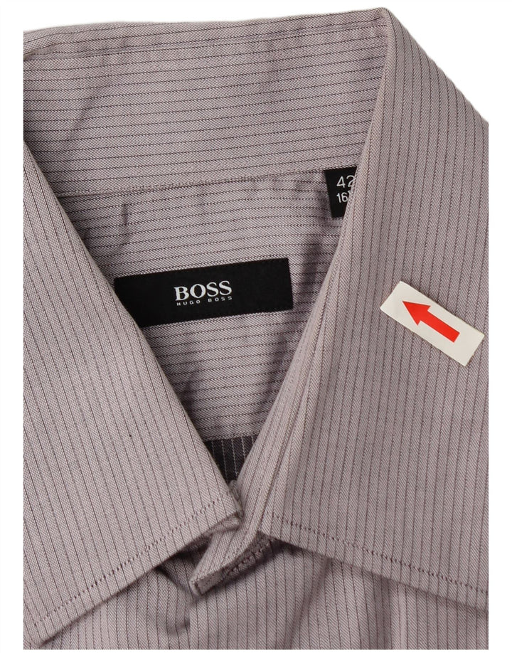 Camicia da uomo Hugo Boss taglia 16 1/2 42 grande gessato grigio