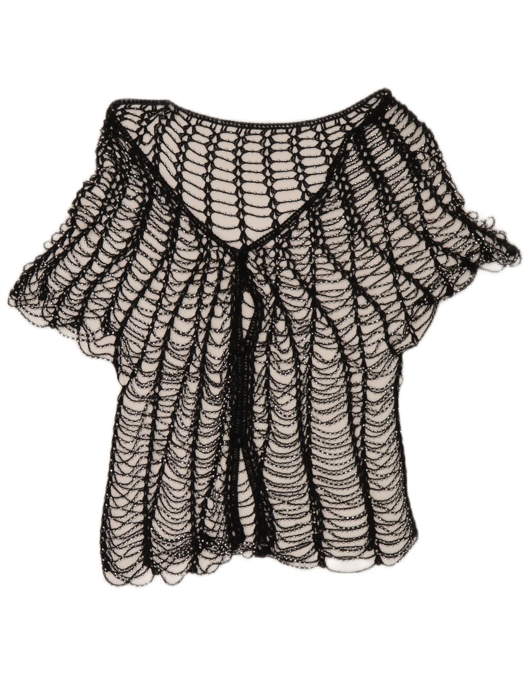 Top trasparente da donna vintage UK 2 2XS nero
