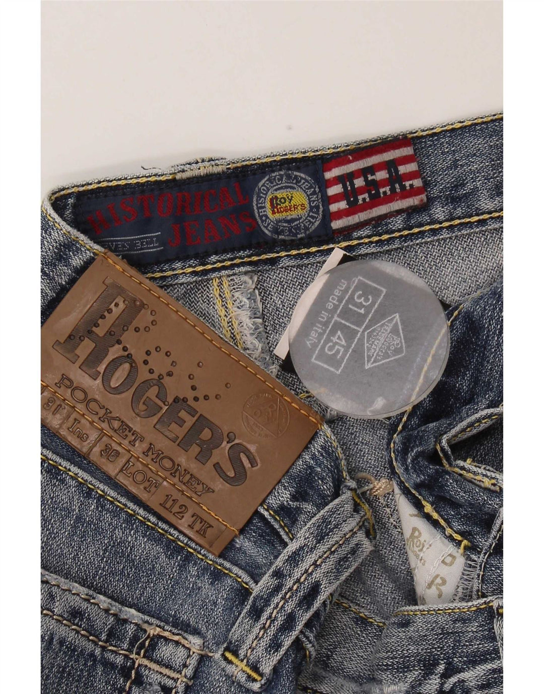 Jeans dritti invecchiati da uomo Roy Rogers W31 L33 cotone blu