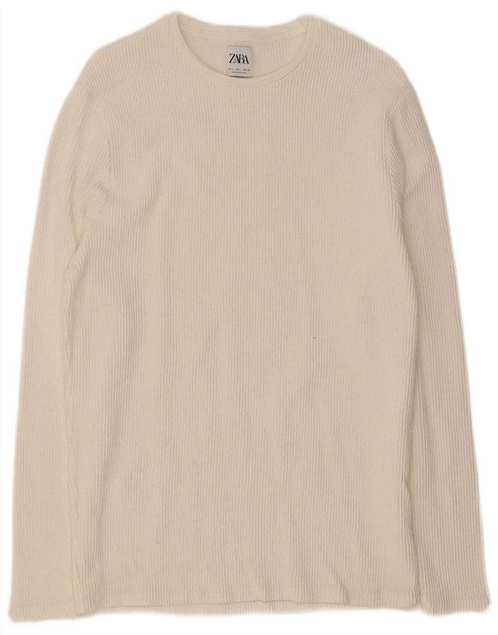 Top Zara da uomo a maniche lunghe grande bianco