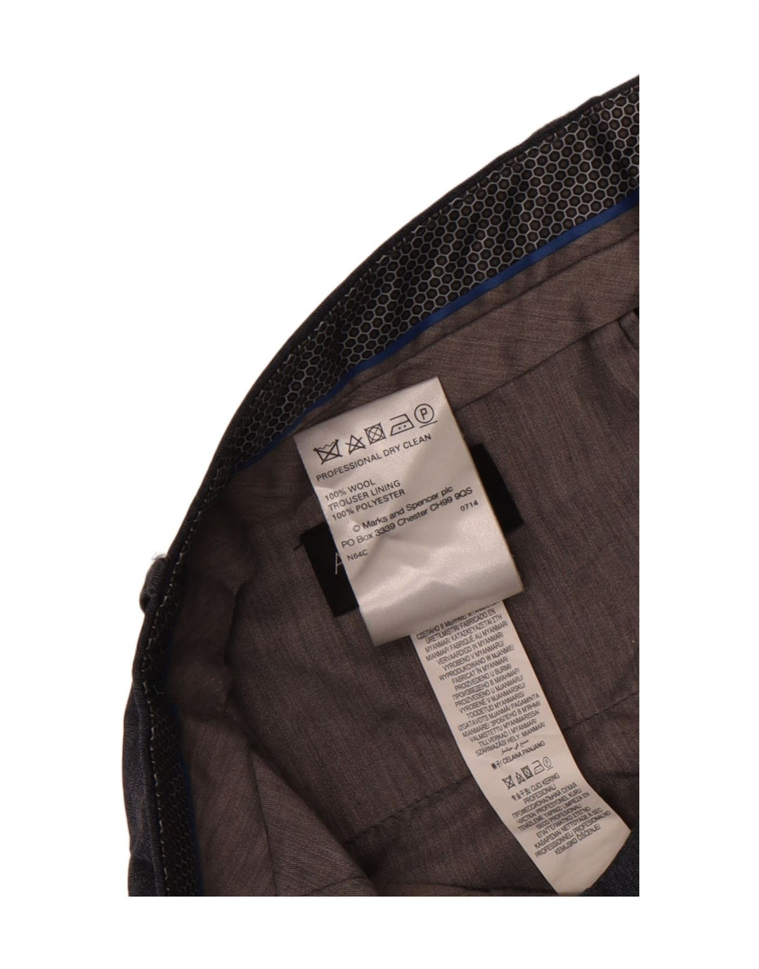 Pantaloni da abito dritti autografi da uomo Marks & Spencer W34 L29 lana blu