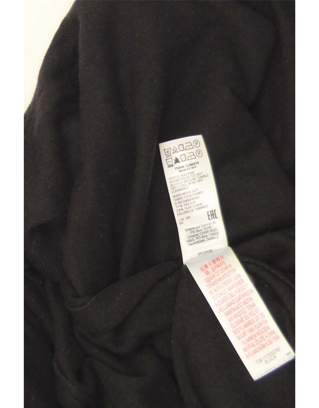 Top cardigan aperto a maniche corte da donna Marks & Spencer UK 16 grande nero