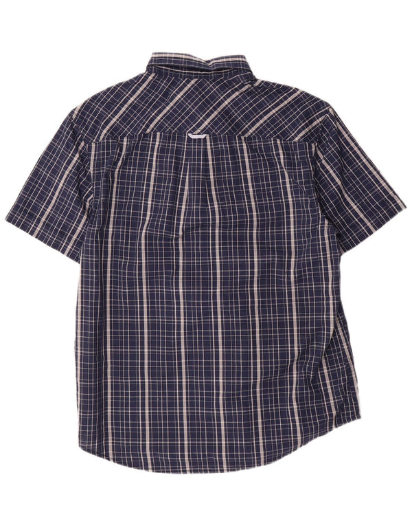 Camicia a maniche corte slim fit Penguin Heritage da uomo, grande motivo a quadri blu navy