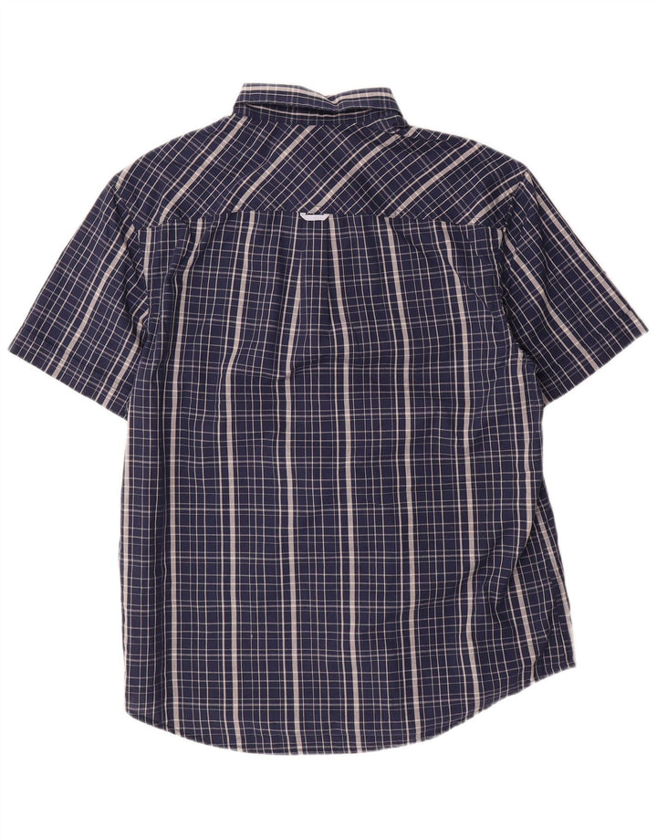 Camicia a maniche corte slim fit Penguin Heritage da uomo, grande motivo a quadri blu navy