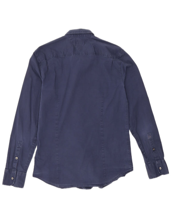 Camicia slim fit da uomo Tommy Hilfiger grande in cotone blu navy