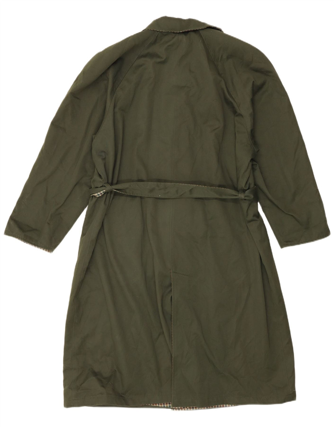 Trench reversibile da donna vintage IT 46 poliestere a quadri verdi grandi