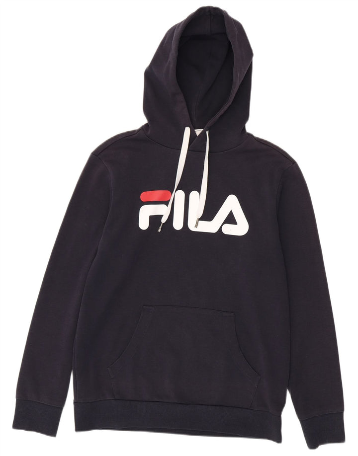 Felpa con cappuccio grafica da uomo Fila media blu navy