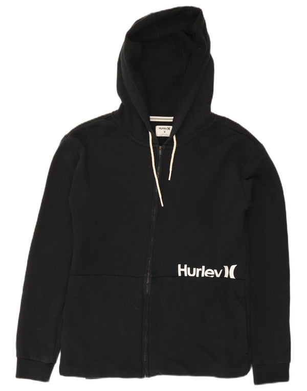 Felpa con cappuccio e zip grafica da donna Hurley UK 12, cotone nero medio