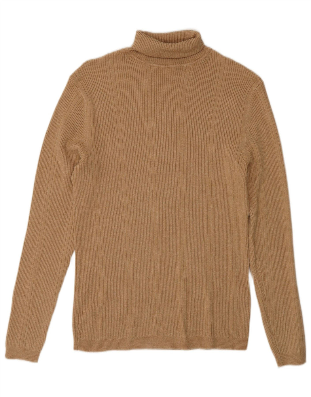 Maglione maglione a collo alto da donna Marks & Spencer UK 10 piccolo in viscosa beige