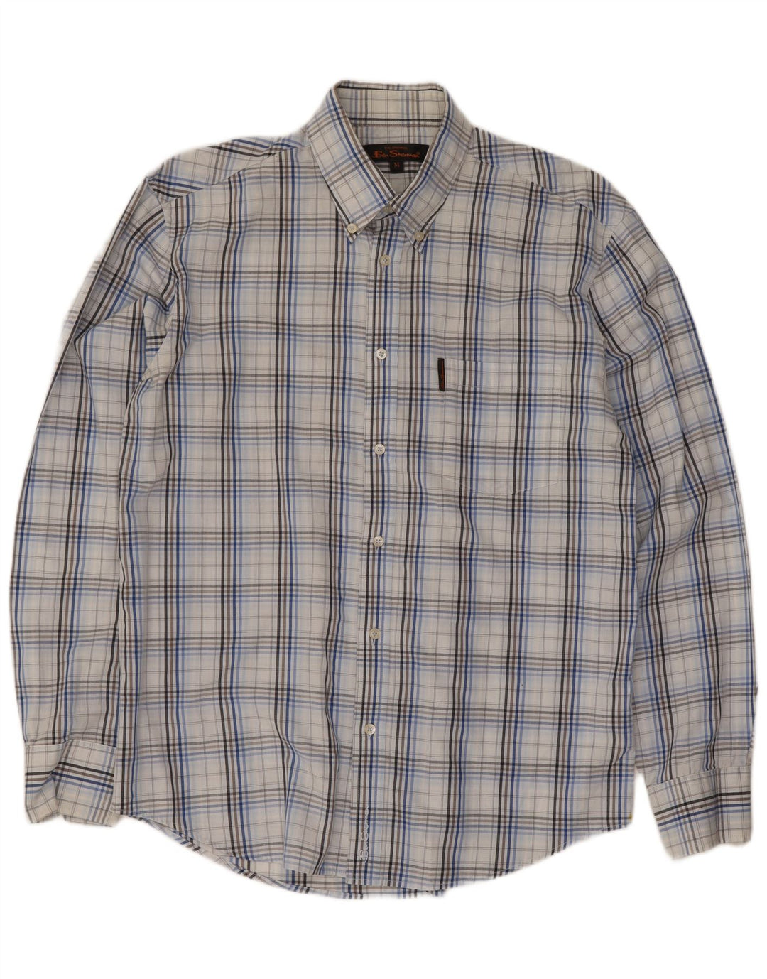 Camicia da uomo Ben Sherman in cotone a quadri blu medio