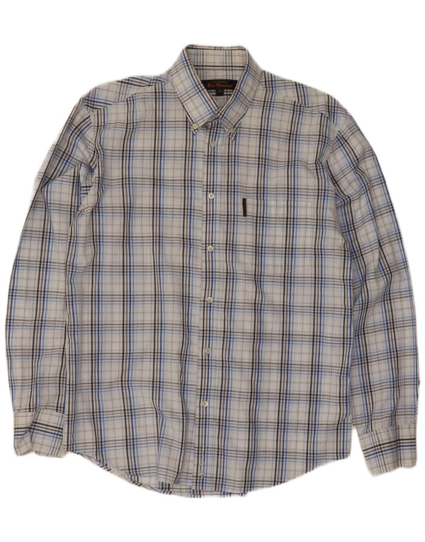 Camicia da uomo Ben Sherman in cotone a quadri blu medio