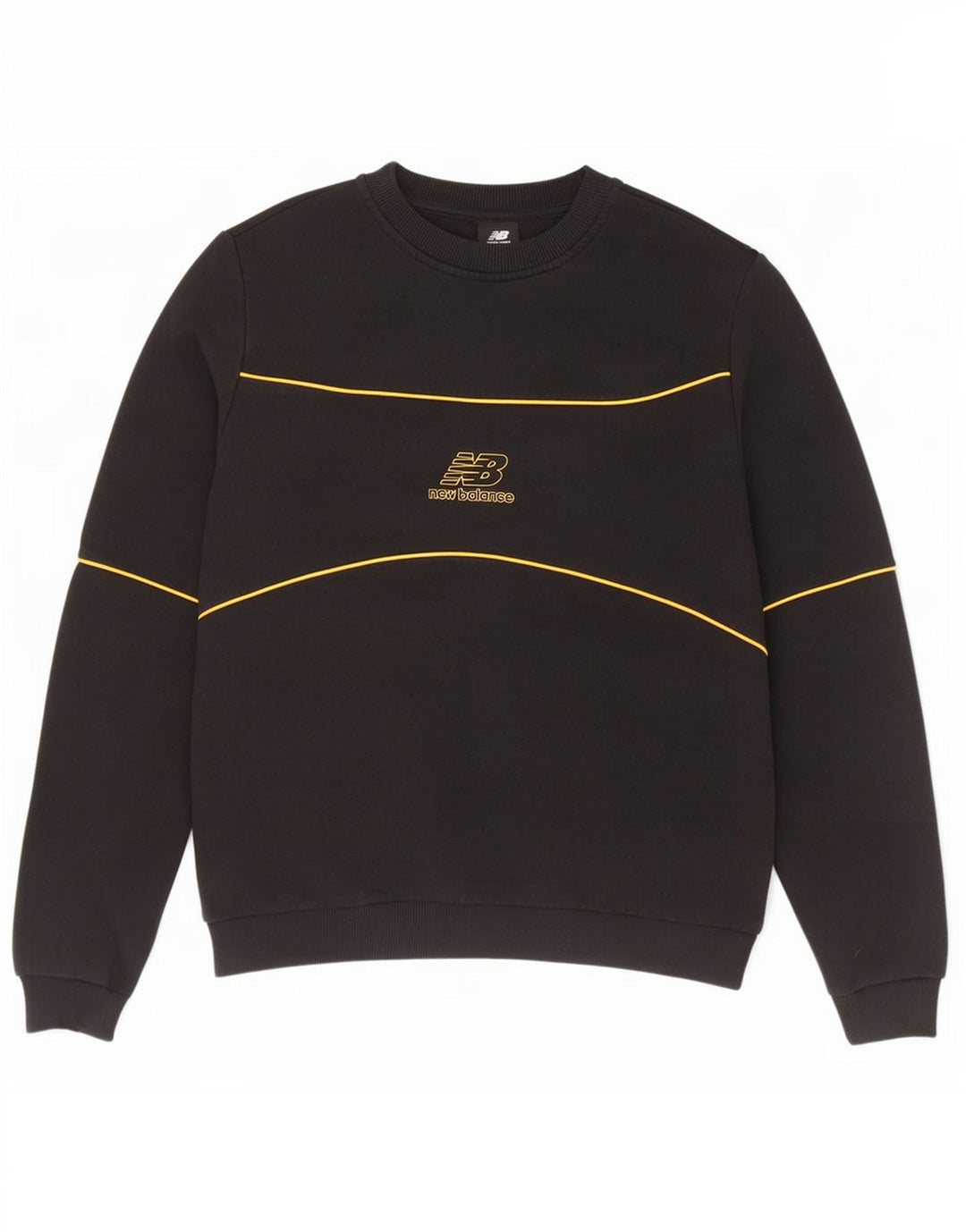 New Balance Uomo Felpa Maglione Piccolo Cotone a Righe Nere