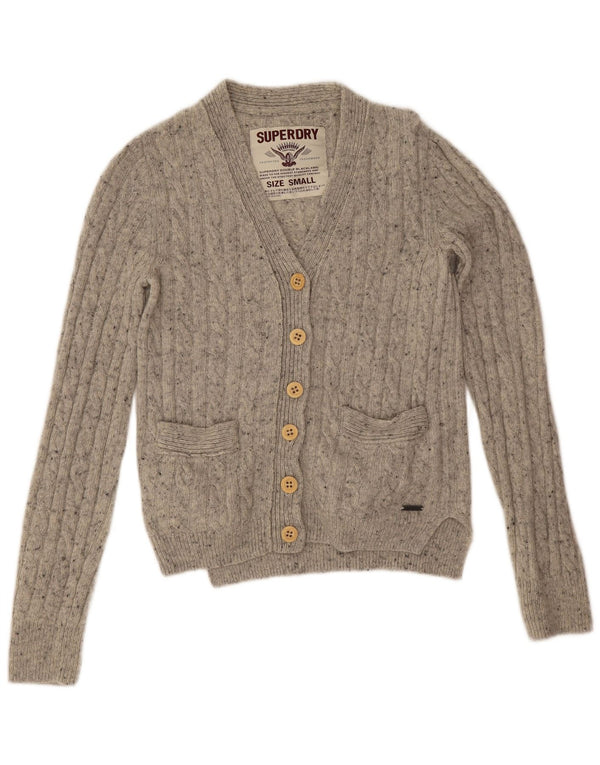 Maglione cardigan oversize da donna Superdry UK 10 piccolo lana screziata grigia