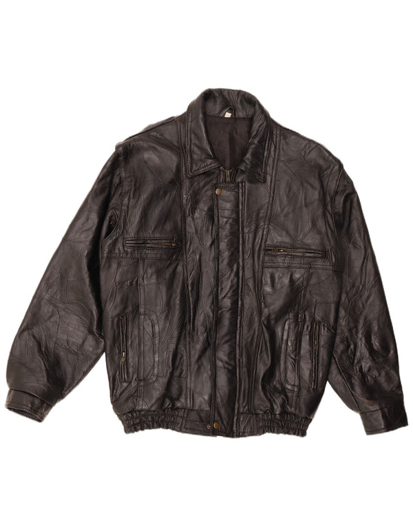Giacca in pelle da uomo VINTAGE UK 40 grande in pelle nera