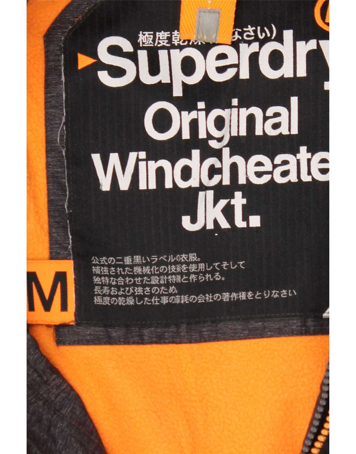 Giacca a vento con cappuccio da uomo Superdry Windcheater UK 38 Nylon grigio medio