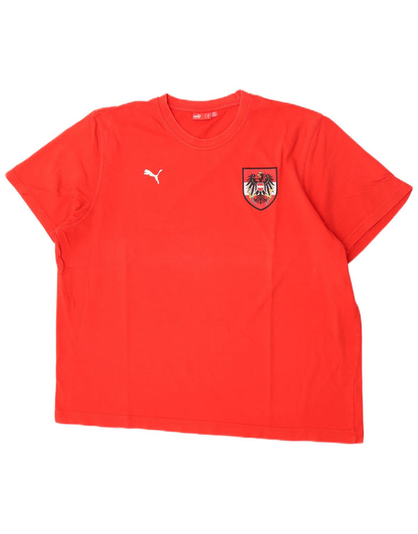 T-shirt grafica da uomo Puma Top 2XL in cotone rosso