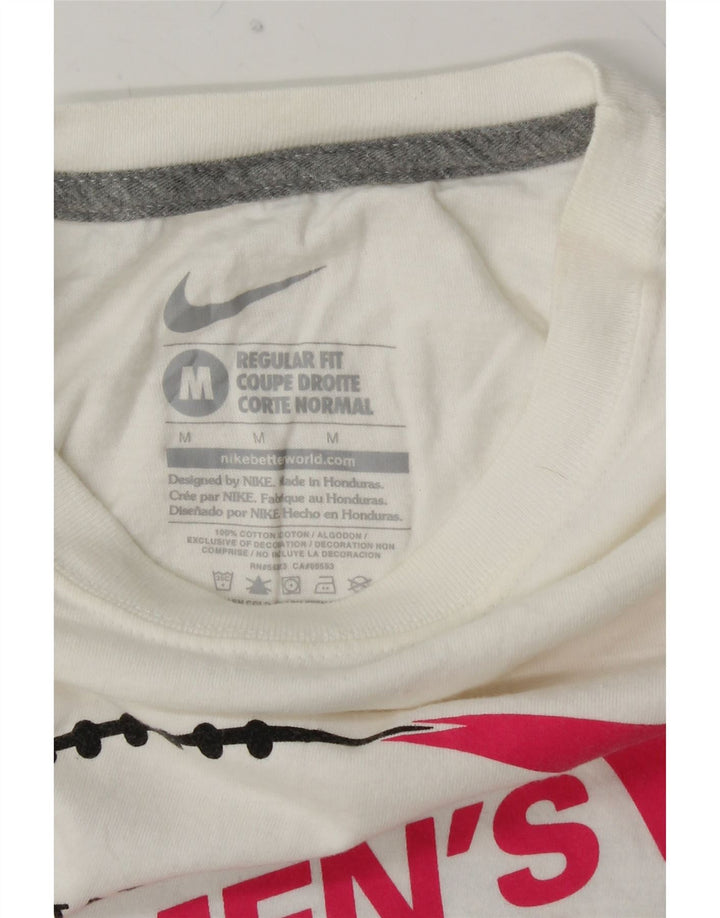 T-shirt grafica da donna NIKE Top UK 14 cotone bianco medio