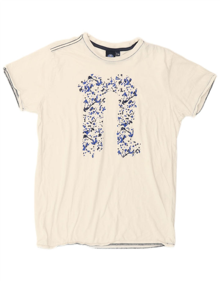 T-shirt grafica da ragazzo North Sails 15-16 anni bianco sporco maculato