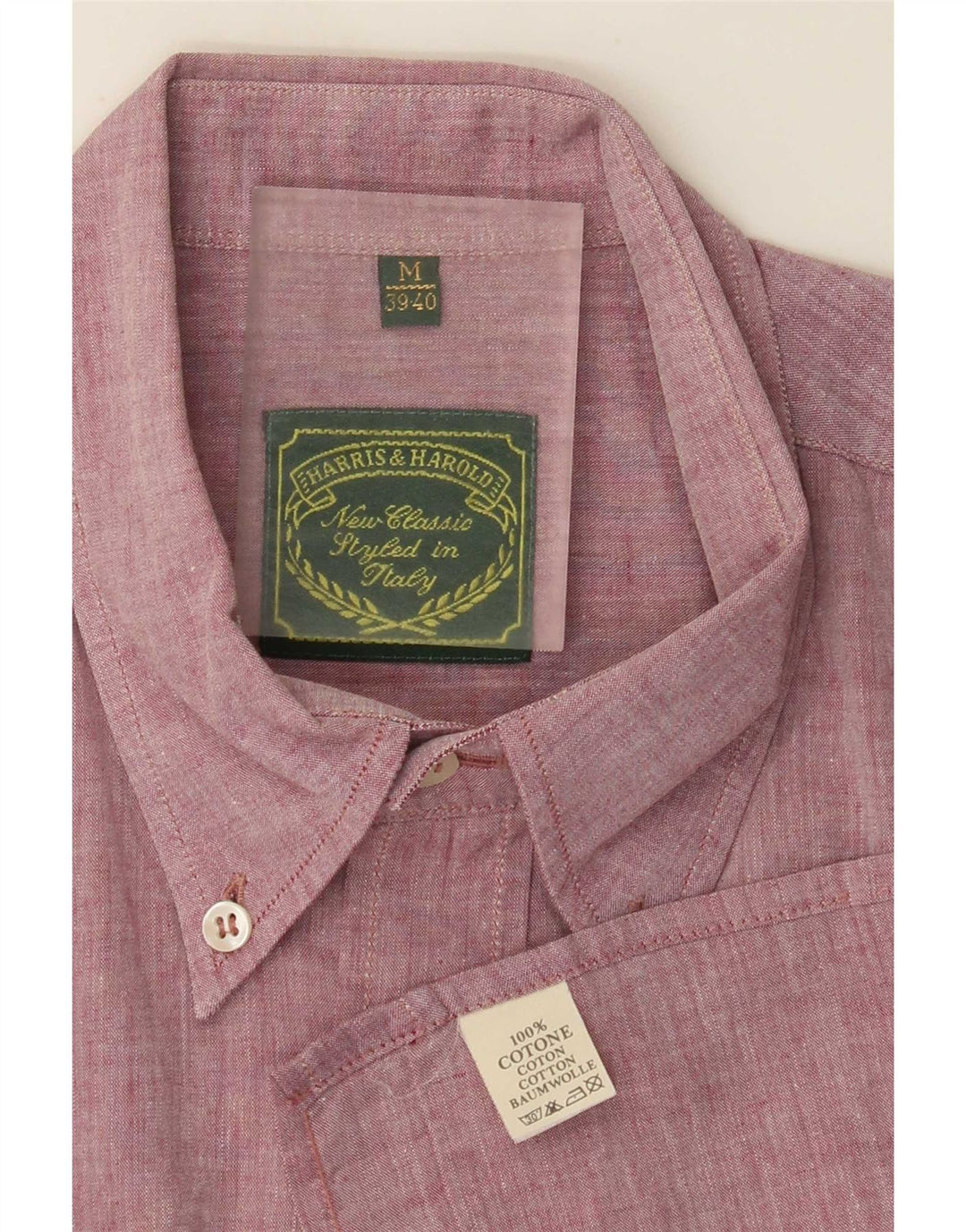 Camicia da uomo Harris&Harold taglia 39/40 cotone bordeaux medio