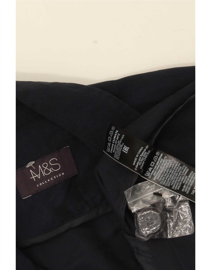 Cappotto doppiopetto con maniche a 3/4 da donna Marks & Spencer UK 14 Large Blu Navy