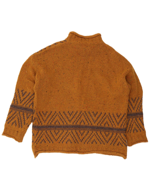 Maglione maglione da donna a collo alto Sisley UK 16 Large Marrone Fair Isle