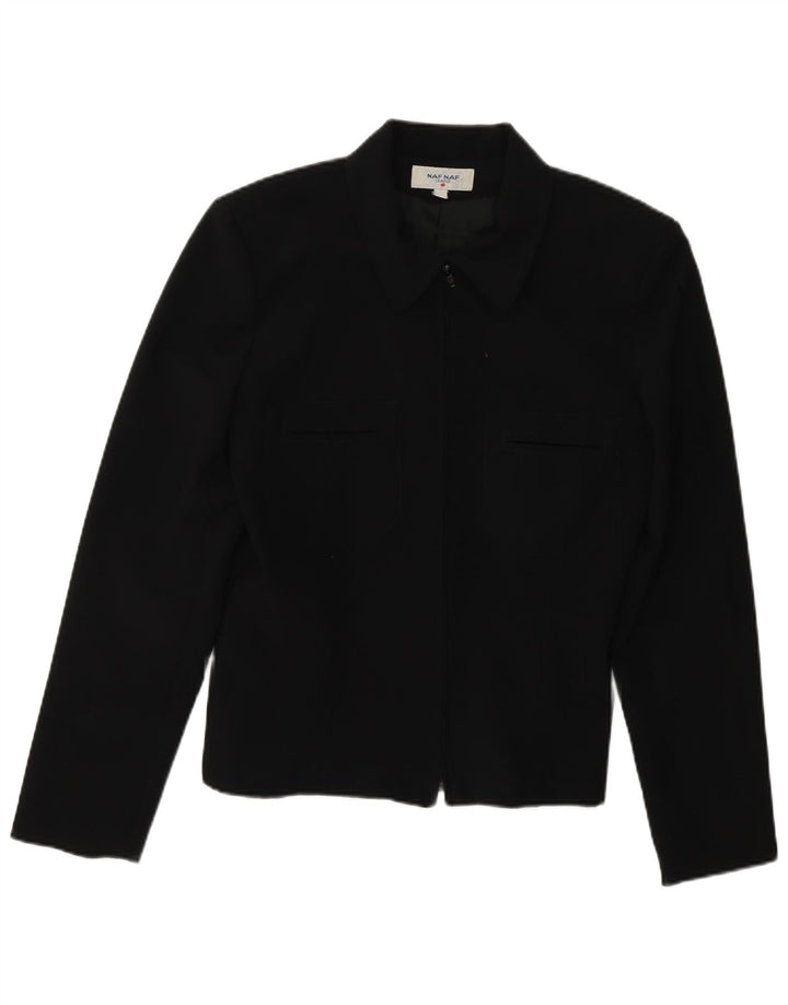 Giacca blazer con zip intera da donna Naf Naf UK 10 piccola in poliestere nero