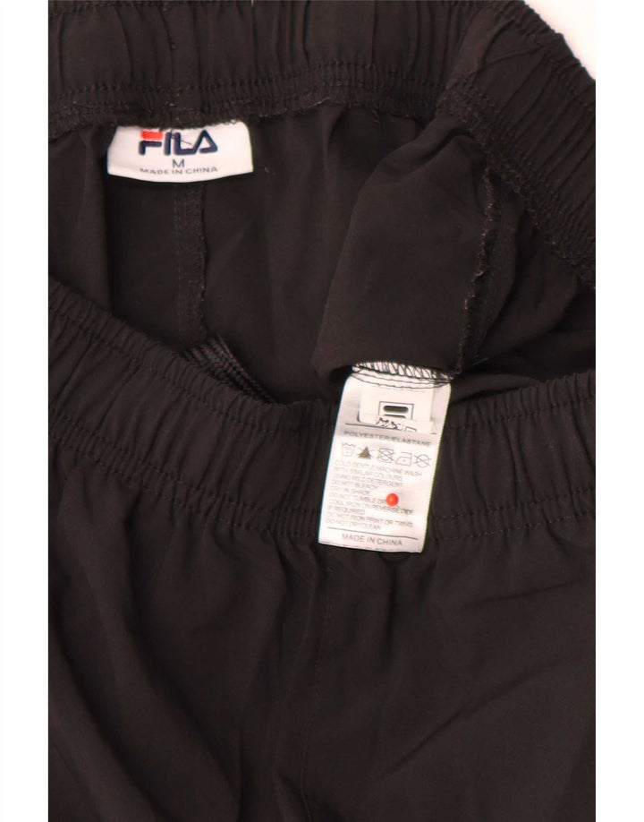 Pantaloncini sportivi da uomo Fila medi neri in poliestere sportivo