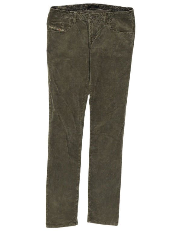 Pantaloni skinny da donna in velluto a coste Diesel W30 L32 cotone kaki
