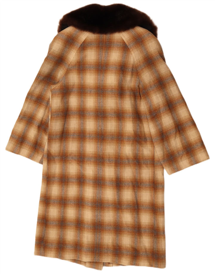 Cappotto vintage da donna UK 14 a quadri marrone medio