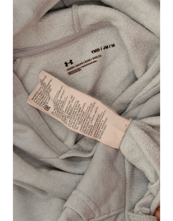 UNDER ARMOUR Boys Hoodie Jumper 9-10 Years Medium Blue Cotton Vintage Under Armour and Second-Hand Under Armour from Messina Hembry 