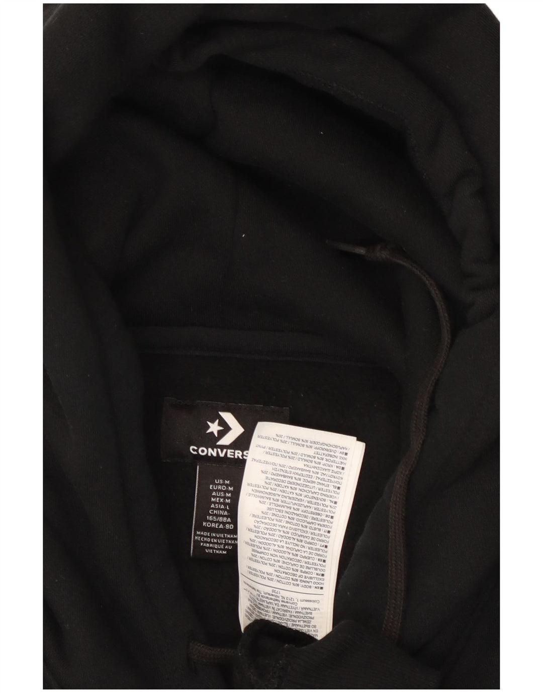 CONVERSE Felpa con cappuccio da donna UK 14 Cotone nero medio