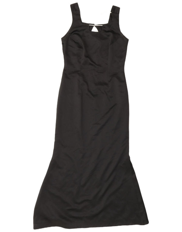Vintage Womens Maxi Sleeveless Mermaid Dress UK 10 Small Black