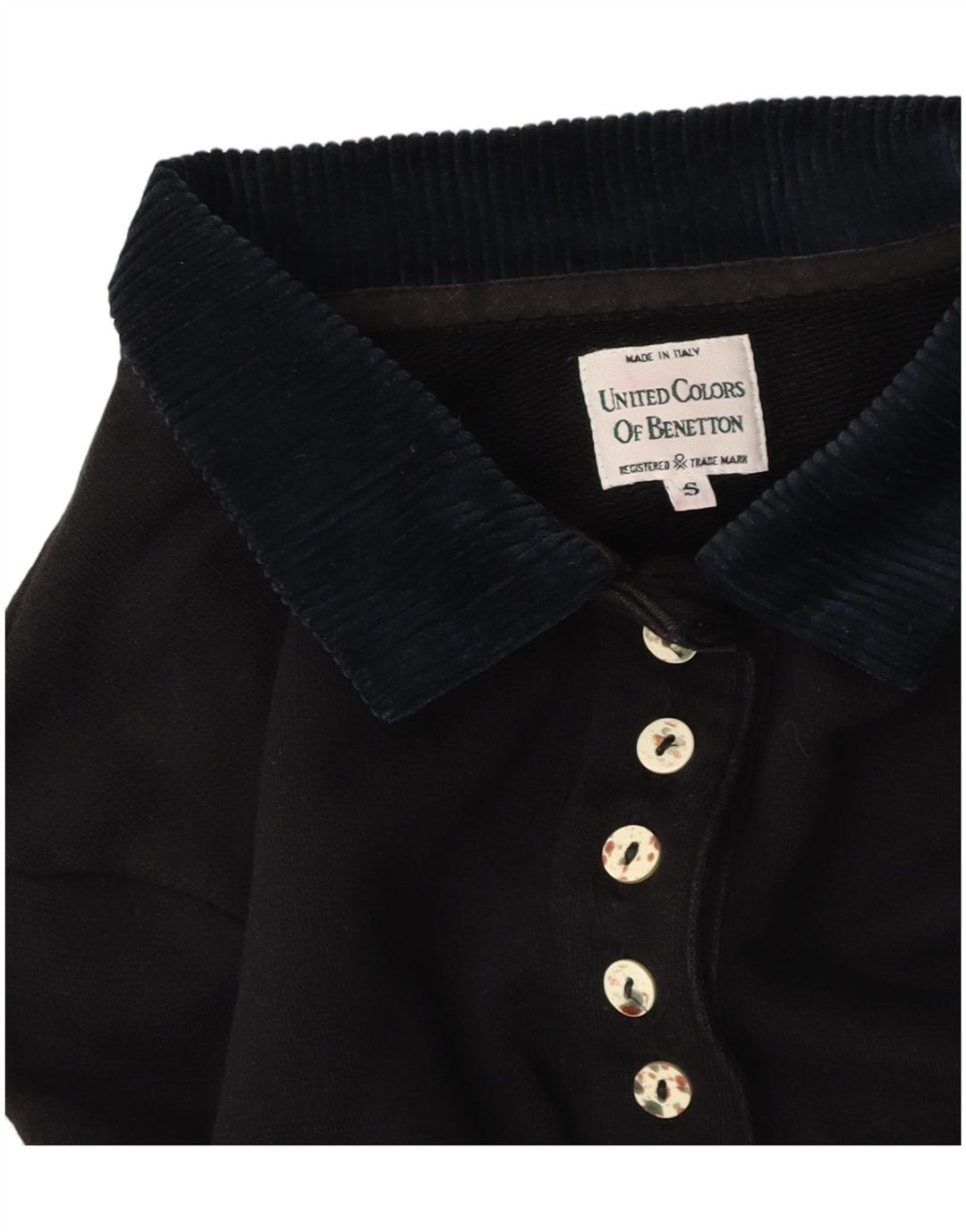 Polo corta grafica oversize da donna BENETTON UK 10 piccola nera