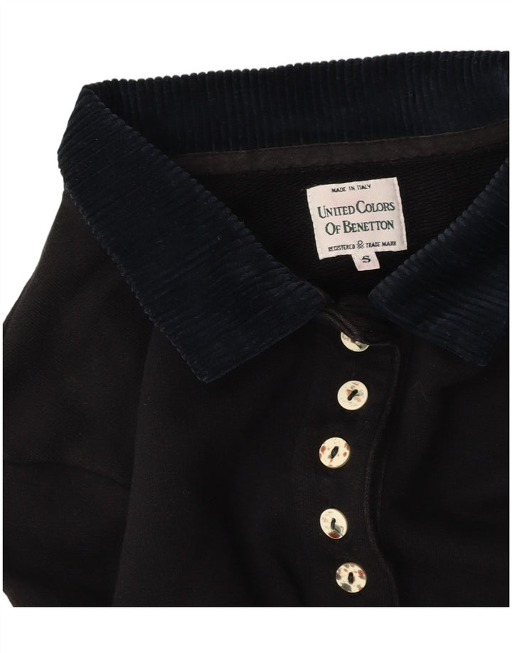 Polo corta grafica oversize da donna BENETTON UK 10 piccola nera