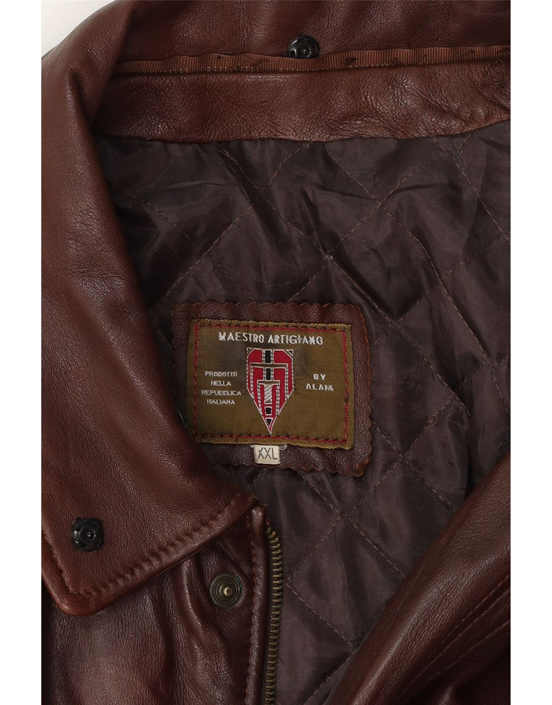 MAESTRO ARTIEIANO Giacca in pelle da uomo UK 44 2XL Pelle marrone