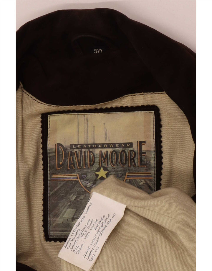 Cappotto giacca a vento in pelle scamosciata da uomo David Moore IT 50 grande in pelle marrone