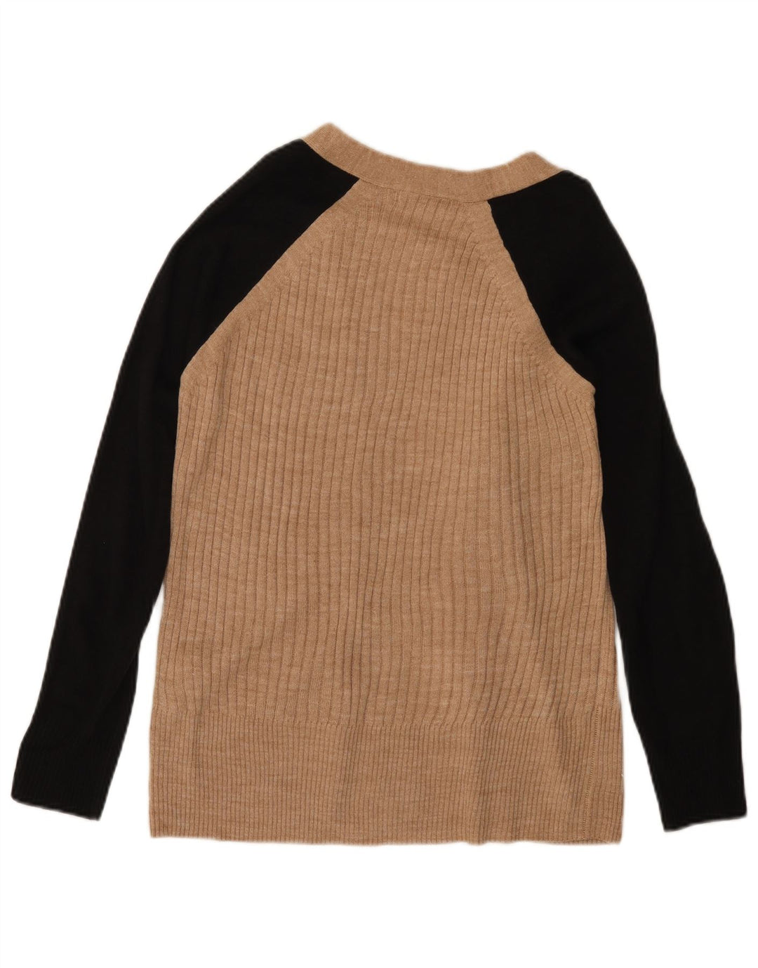 MARKS & SPENCER Maglione cardigan aperto da donna UK 6 XS Beige Colourblock