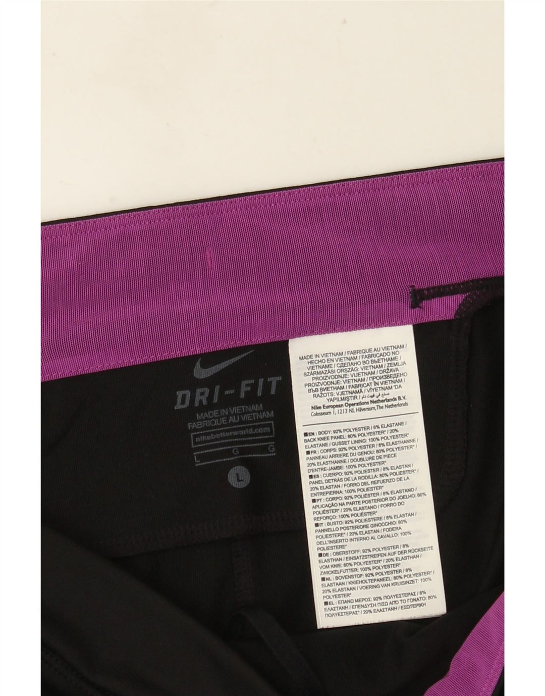 Leggings Nike Dri Fit Capri da donna UK 14 Large Nero Colourblock Poliestere