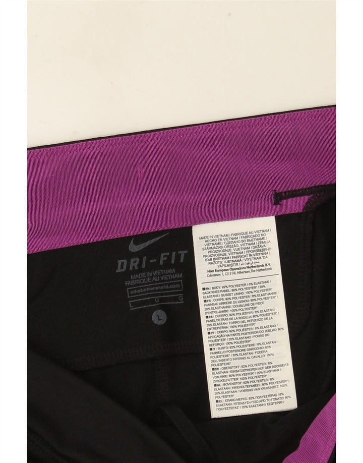 Leggings Nike Dri Fit Capri da donna UK 14 Large Nero Colourblock Poliestere
