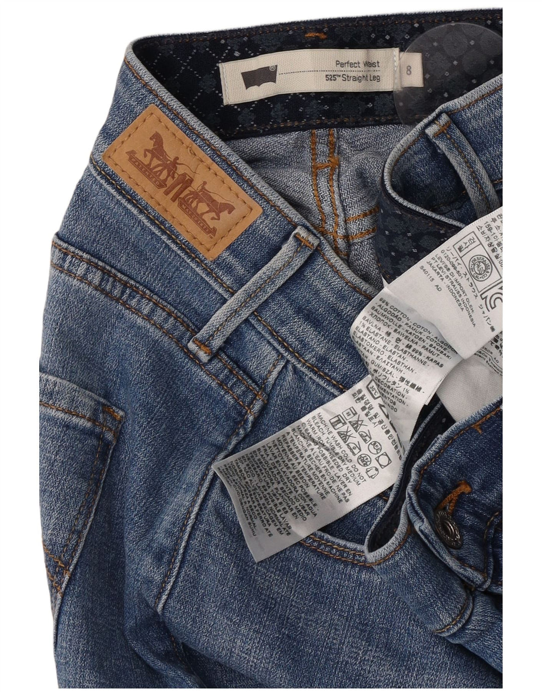 Levi's Donna 525 Jeans dritti US 8 Medio W30 L30 Cotone blu