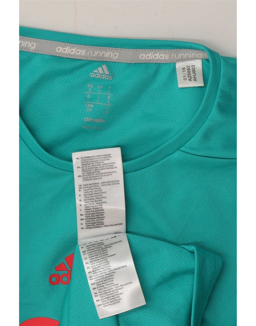 T-shirt grafica Adidas Climalite da uomo, piccola, in poliestere turchese