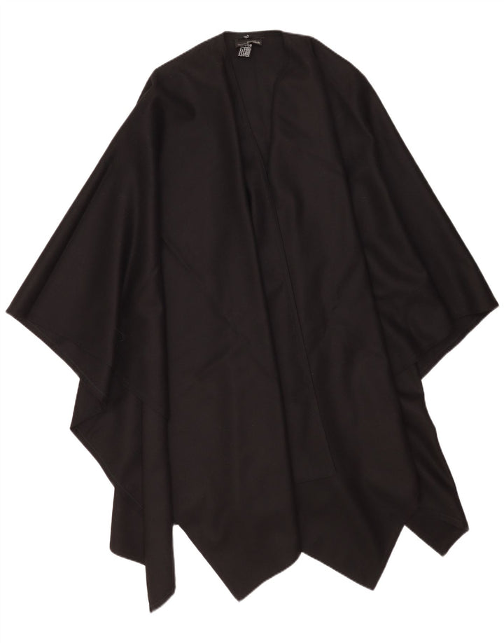 Maglione poncho asimmetrico da donna vintage, taglia unica, in lana nera