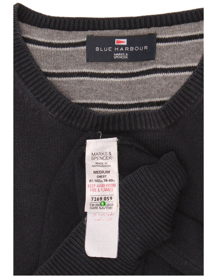 Maglione maglione girocollo da uomo Marks & Spencer blu Harbour blu navy medio