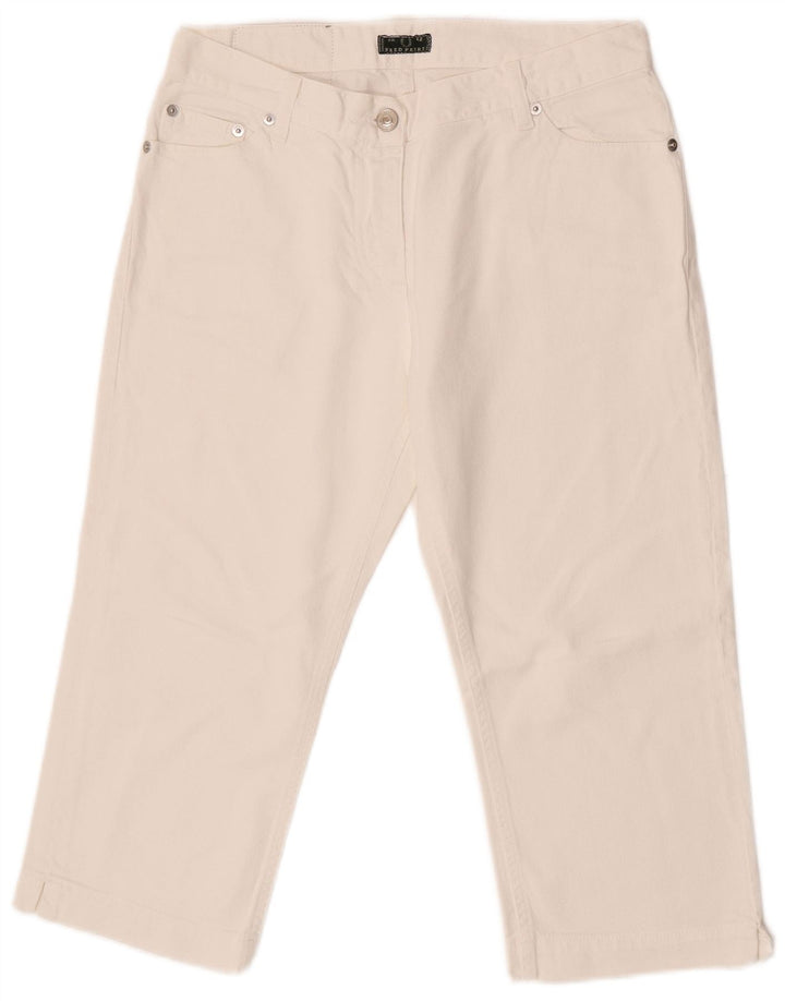 Jeans Capri dritti a vita media da donna Fred Perry IT 42 medio W27 L18 bianco