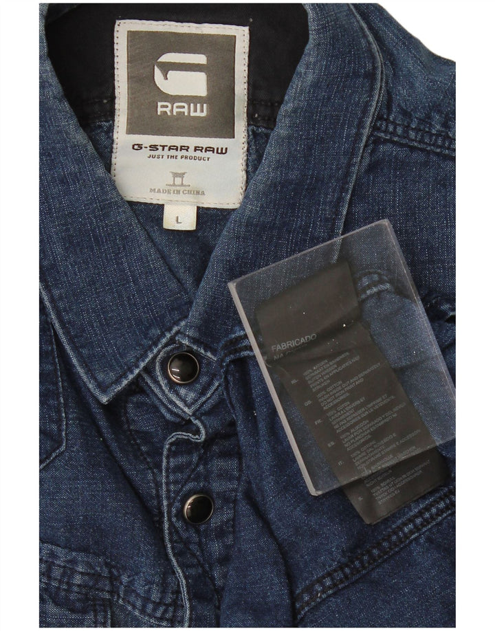 Camicia di jeans da uomo G-STAR grande in cotone blu navy