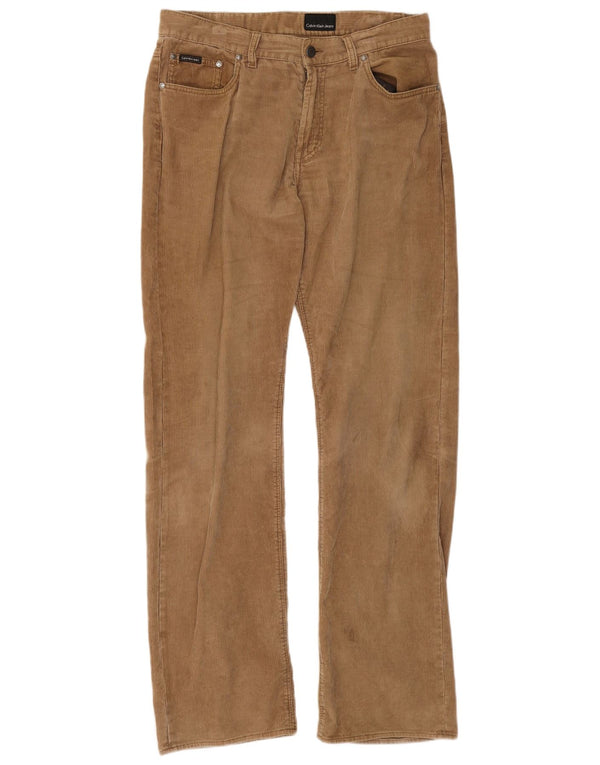 Pantaloni dritti in velluto a coste da uomo Calvin Klein W31 L34 in cotone beige