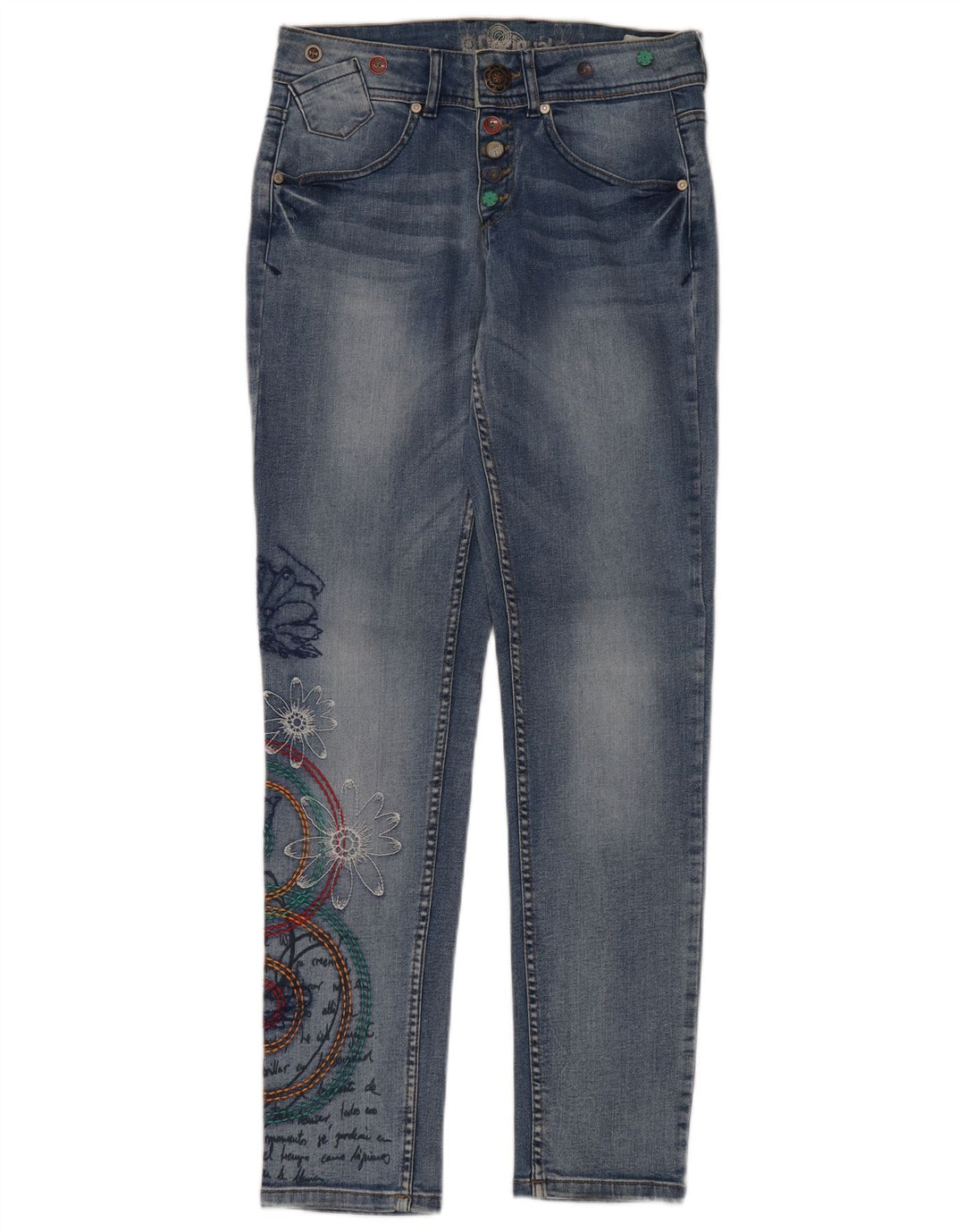 Jeans slim grafici da donna DESIGUAL W24 L32 poliestere floreale blu