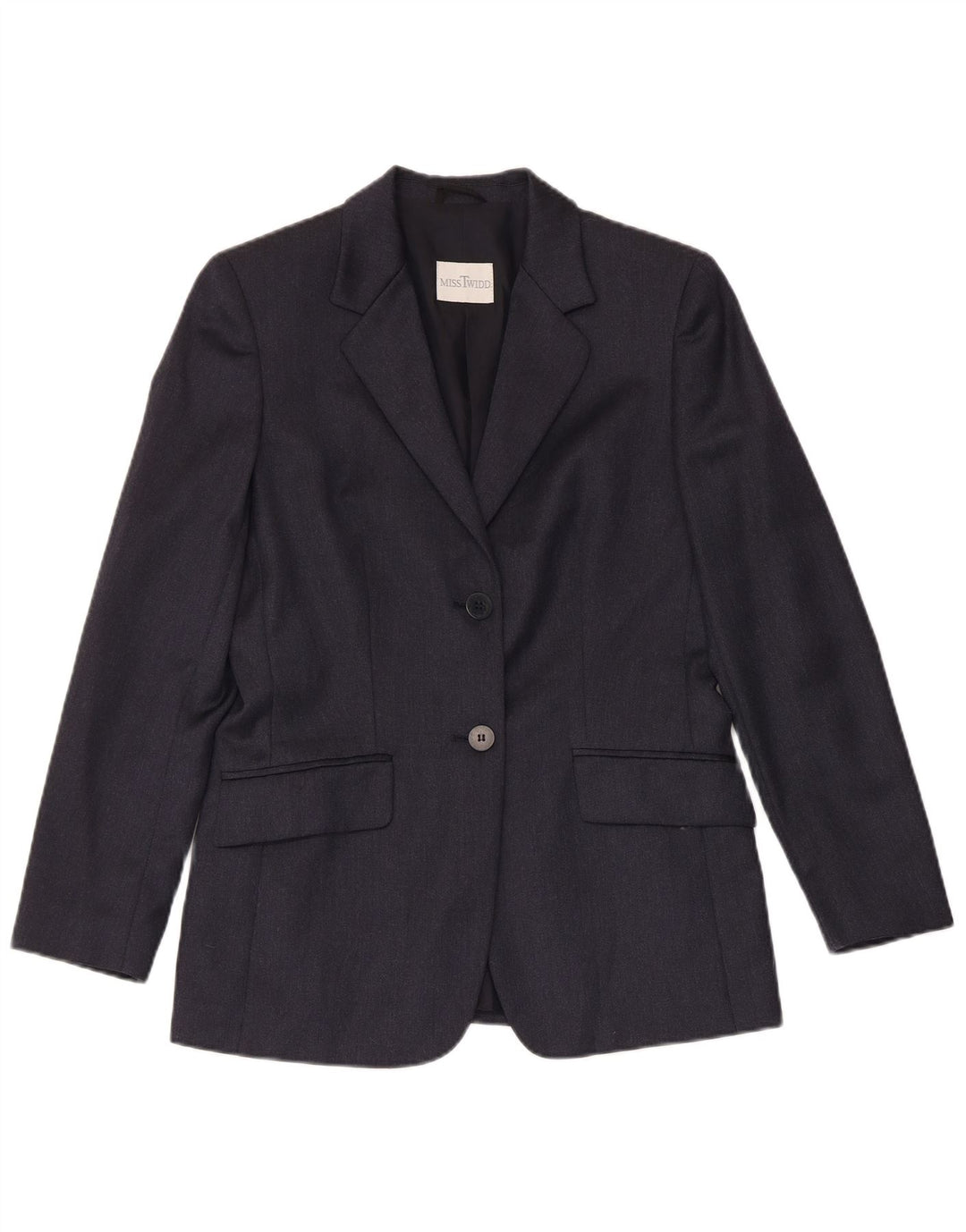 MISSTWIDD Giacca Blazer da Donna a 2 Bottoni IT 40 Piccola in Lana Vergine Blu Navy