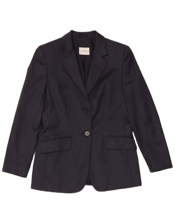 MISSTWIDD Giacca Blazer da Donna a 2 Bottoni IT 40 Piccola in Lana Vergine Blu Navy