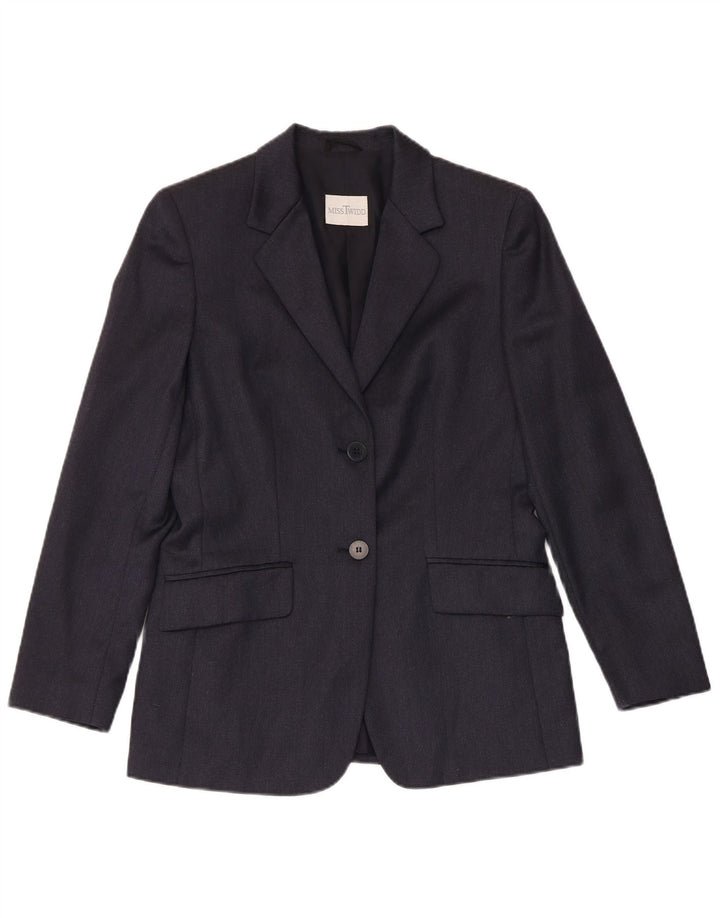 MISSTWIDD Giacca Blazer da Donna a 2 Bottoni IT 40 Piccola in Lana Vergine Blu Navy